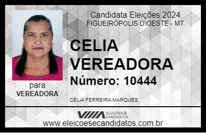 Candidato CELIA VEREADORA 2024 - FIGUEIRÓPOLIS D\OESTE - Eleições