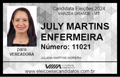 Candidato JULY MARTINS ENFERMEIRA 2024 - VÁRZEA GRANDE - Eleições