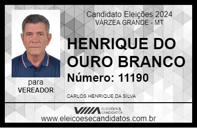 Candidato HENRIQUE DO OURO BRANCO 2024 - VÁRZEA GRANDE - Eleições