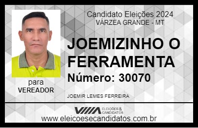 Candidato JOEMIZINHO O FERRAMENTA 2024 - VÁRZEA GRANDE - Eleições