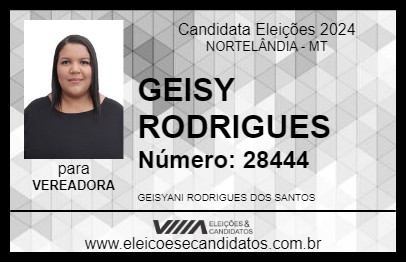 Candidato GEISY RODRIGUES 2024 - NORTELÂNDIA - Eleições