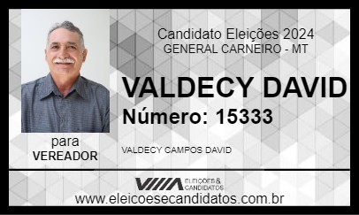 Candidato VALDECY DAVID 2024 - GENERAL CARNEIRO - Eleições