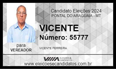 Candidato VICENTE 2024 - PONTAL DO ARAGUAIA - Eleições