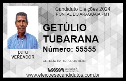 Candidato GETÚLIO TUBARANA 2024 - PONTAL DO ARAGUAIA - Eleições