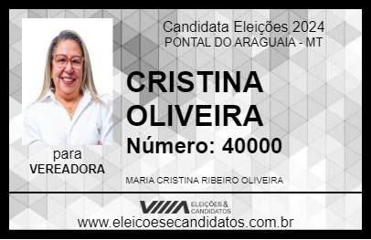 Candidato CRISTINA OLIVEIRA 2024 - PONTAL DO ARAGUAIA - Eleições