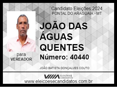 Candidato JOÃO DAS ÁGUAS QUENTES 2024 - PONTAL DO ARAGUAIA - Eleições