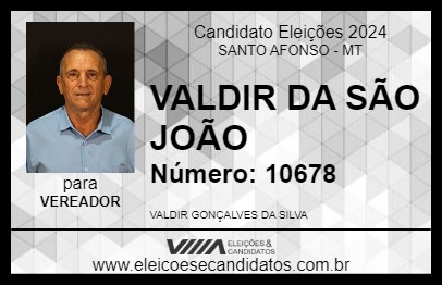 Candidato VALDIR DA SÃO JOÃO 2024 - SANTO AFONSO - Eleições