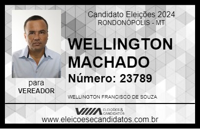 Candidato WELLINGTON MACHADO 2024 - RONDONÓPOLIS - Eleições