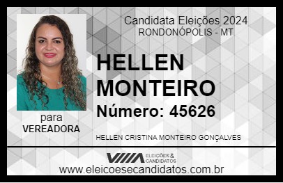 Candidato HELLEN MONTEIRO 2024 - RONDONÓPOLIS - Eleições