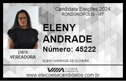 Candidato ELENY ANDRADE 2024 - RONDONÓPOLIS - Eleições