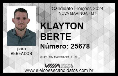 Candidato KLAYTON BERTE 2024 - NOVA MARINGÁ - Eleições