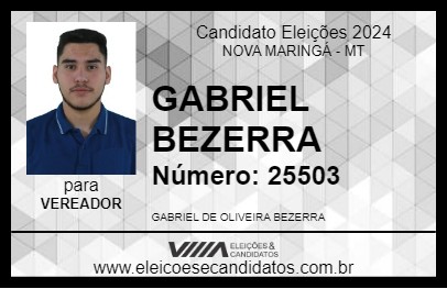 Candidato GABRIEL BEZERRA 2024 - NOVA MARINGÁ - Eleições