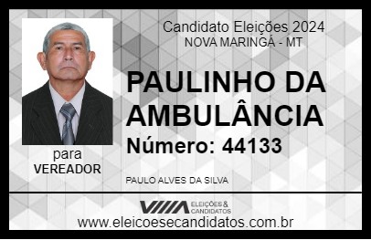 Candidato PAULINHO DA AMBULÂNCIA 2024 - NOVA MARINGÁ - Eleições