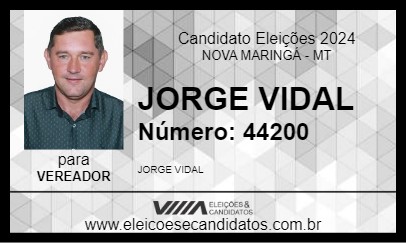 Candidato JORGE VIDAL 2024 - NOVA MARINGÁ - Eleições