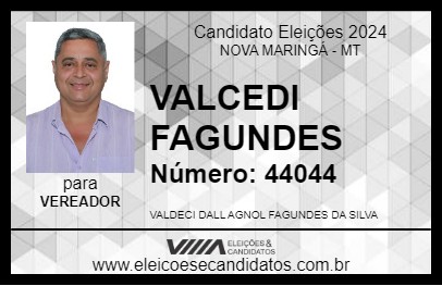 Candidato VALDECI FAGUNDES 2024 - NOVA MARINGÁ - Eleições