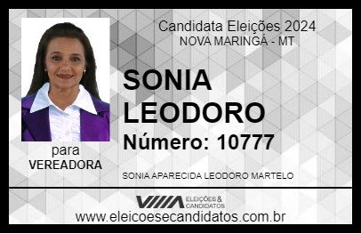 Candidato SONIA LEODORO 2024 - NOVA MARINGÁ - Eleições