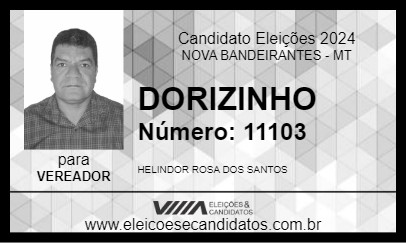 Candidato DORIZINHO 2024 - NOVA BANDEIRANTES - Eleições