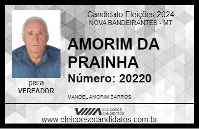 Candidato AMORIM DA PRAINHA 2024 - NOVA BANDEIRANTES - Eleições