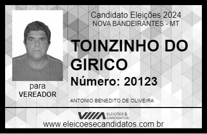 Candidato TOINZINHO DO GIRICO 2024 - NOVA BANDEIRANTES - Eleições