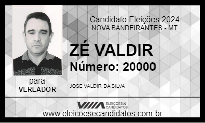 Candidato ZÉ VALDIR 2024 - NOVA BANDEIRANTES - Eleições