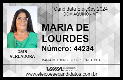 Candidato MARIA DE LOURDES 2024 - DOM AQUINO - Eleições