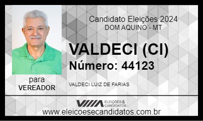 Candidato VALDECI (CI) 2024 - DOM AQUINO - Eleições