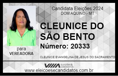 Candidato CLEUNICE DO SÃO BENTO 2024 - DOM AQUINO - Eleições