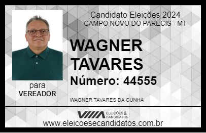 Candidato WAGNER TAVARES 2024 - CAMPO NOVO DO PARECIS - Eleições