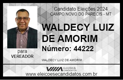 Candidato WALDECY LUIZ DE AMORIM 2024 - CAMPO NOVO DO PARECIS - Eleições