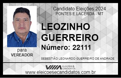 Candidato LEOZINHO GUERREIRO 2024 - PONTES E LACERDA - Eleições