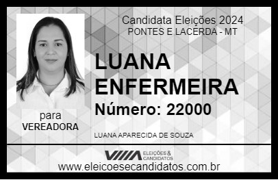 Candidato LUANA ENFERMEIRA 2024 - PONTES E LACERDA - Eleições