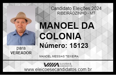 Candidato MANOEL DA COLONIA 2024 - RIBEIRÃOZINHO - Eleições