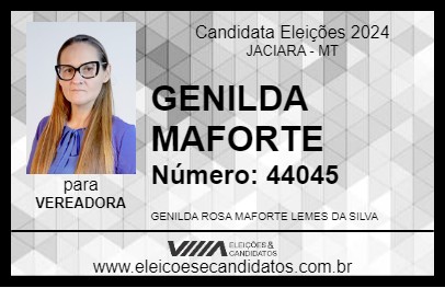 Candidato GENILDA MAFORTE 2024 - JACIARA - Eleições