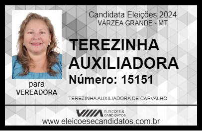 Candidato TEREZINHA AUXILIADORA 2024 - VÁRZEA GRANDE - Eleições