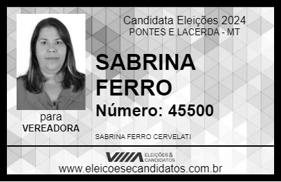 Candidato SABRINA FERRO 2024 - PONTES E LACERDA - Eleições