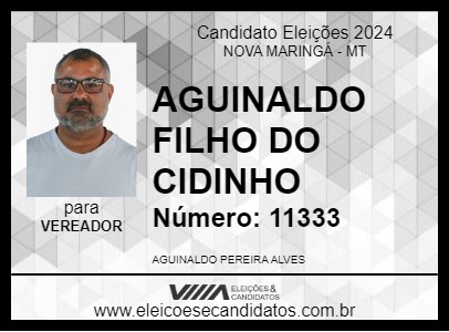 Candidato AGUINALDO FILHO DO CIDINHO 2024 - NOVA MARINGÁ - Eleições