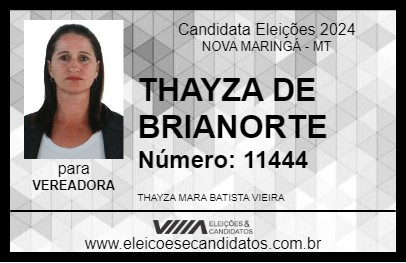 Candidato THAYZA DE BRIANORTE 2024 - NOVA MARINGÁ - Eleições