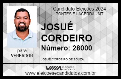 Candidato JOSUÉ CORDEIRO 2024 - PONTES E LACERDA - Eleições