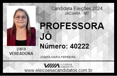 Candidato PROFESSORA JÔ 2024 - JACIARA - Eleições