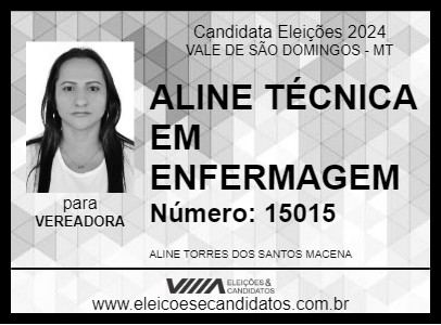 Candidato ALINE TÉCNICA EM ENFERMAGEM 2024 - VALE DE SÃO DOMINGOS - Eleições