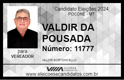 Candidato VALDIR DA POUSADA 2024 - POCONÉ - Eleições