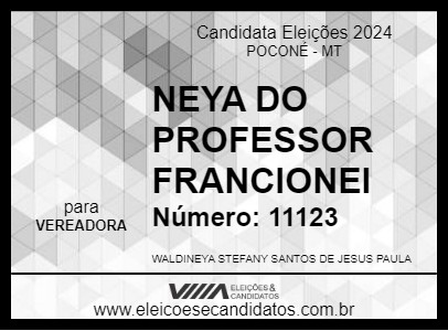 Candidato NEYA DO PROFESSOR FRANCIONEI 2024 - POCONÉ - Eleições