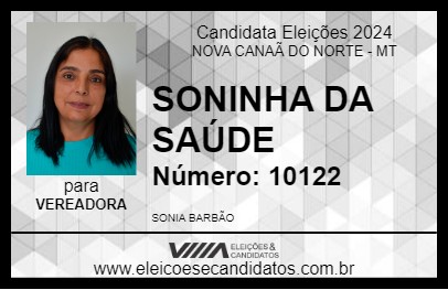 Candidato SONINHA DA SAÚDE 2024 - NOVA CANAÃ DO NORTE - Eleições