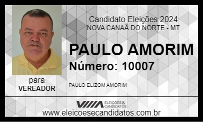 Candidato PAULO AMORIM 2024 - NOVA CANAÃ DO NORTE - Eleições