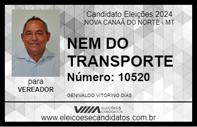 Candidato NEM DO TRANSPORTE 2024 - NOVA CANAÃ DO NORTE - Eleições