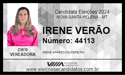 Candidato IRENE VERÃO 2024 - NOVA SANTA HELENA - Eleições