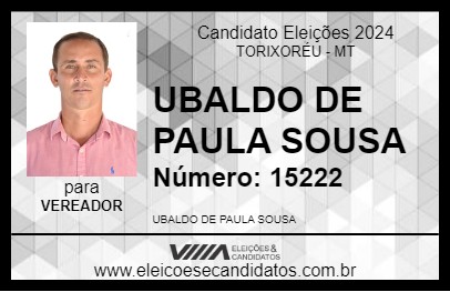 Candidato UBALDO DE PAULA SOUSA 2024 - TORIXORÉU - Eleições