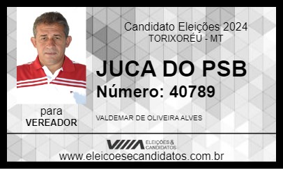 Candidato JUCA DO PSB 2024 - TORIXORÉU - Eleições