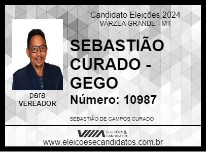 Candidato SEBASTIÃO CURADO - GEGO 2024 - VÁRZEA GRANDE - Eleições