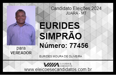 Candidato EURIDES SIMPRÃO 2024 - JUARA - Eleições